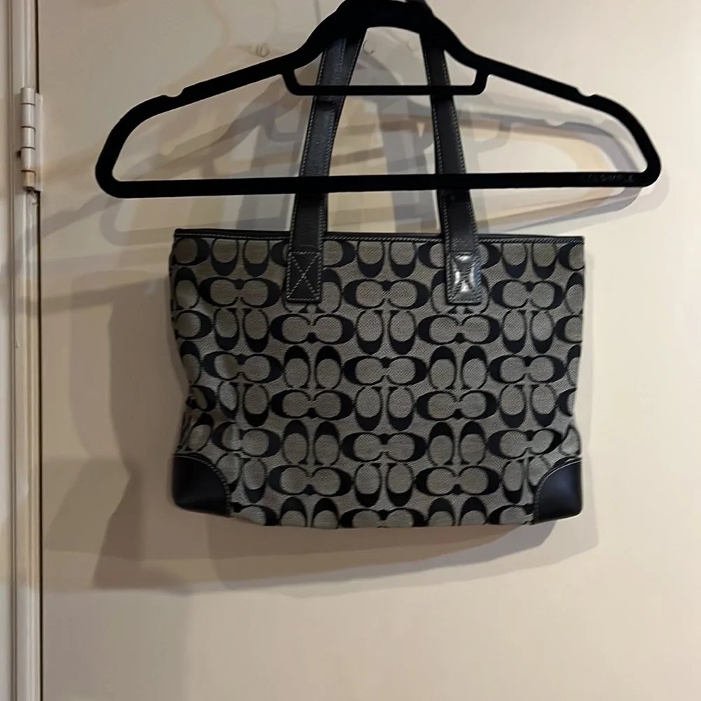 Coach purse black with canvas and leather - Picture 4 of 8